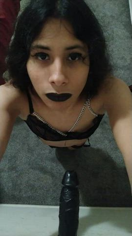 blowjob cute dildo eye contact homemade pov solo trans trans woman clip