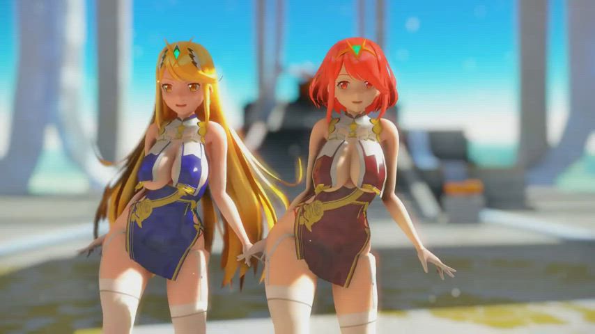 Thicc Pyra/Mythra Shaking Their Hips (MMD) [w/ sound]