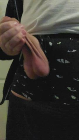 I love feeling my massive balls swinging while I jack my big cock.