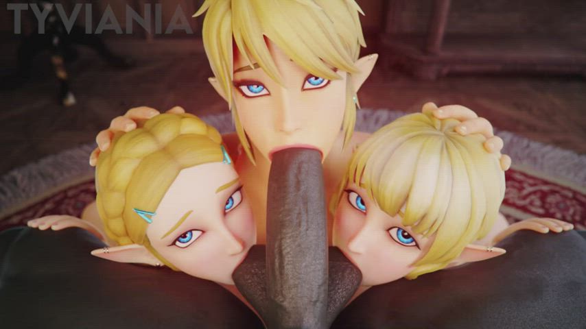 3d animation bbc balls sucking blonde blowjob blue eyes elf eye contact foursome