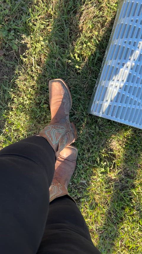 Stepped out of cowgirl boots to do some stretching this morning 