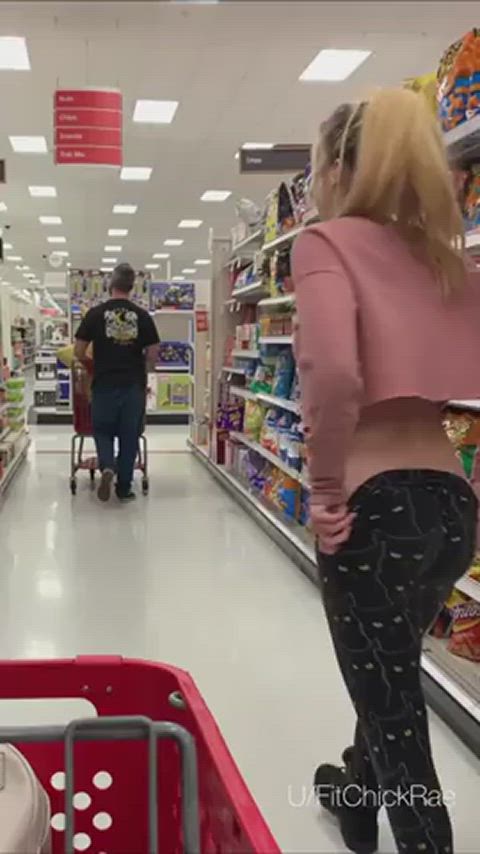 ass ass spread flashing grocery store tight ass clip