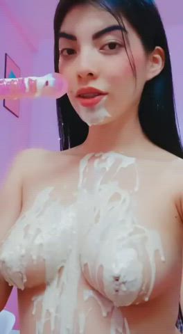 Blowjob Colombian Cute Latina Milking Natural Tits Teen Topless clip