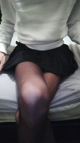 crossdressing femboy secretary skirt solo tease tights clip