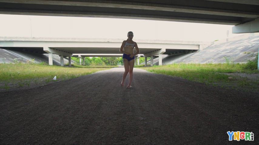 Flashing ass under the highway