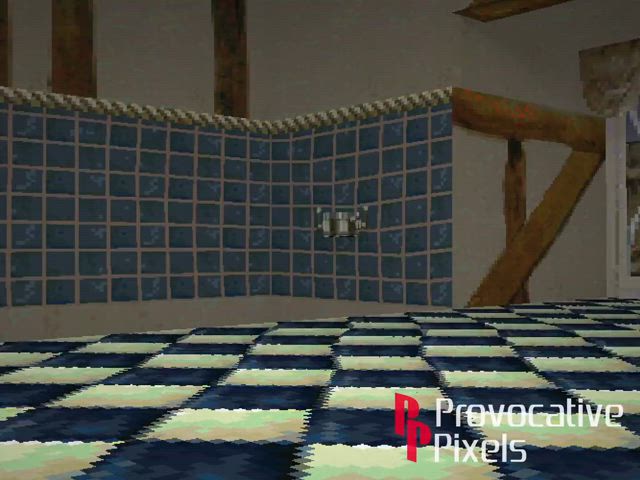 Lara Croft - lara shows off her big polygonal tits before a shower (Provocative Pixels)