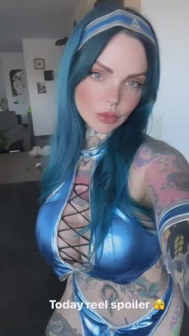 alt cleavage goth italian tattoo tongue fetish clip