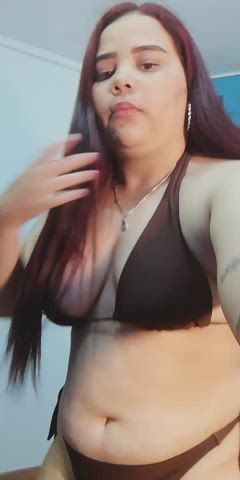 big tits chubby colombian curvy latina lingerie long hair tattoo tits clip