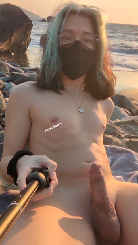 nude femboy at the beach