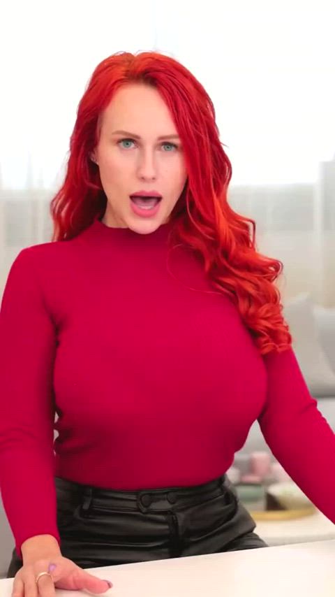 angel wicky clothed czech huge tits natural tits non-nude pornstar red hair sfw vertical
