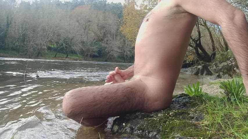 amateur cock erection handjob male masturbation masturbating nudist outdoor clip