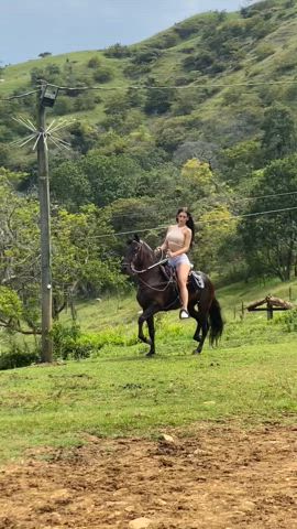 Showing off her riding skills