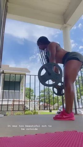 Ebony Fitness Gym Muscular Girl Thick Workout clip