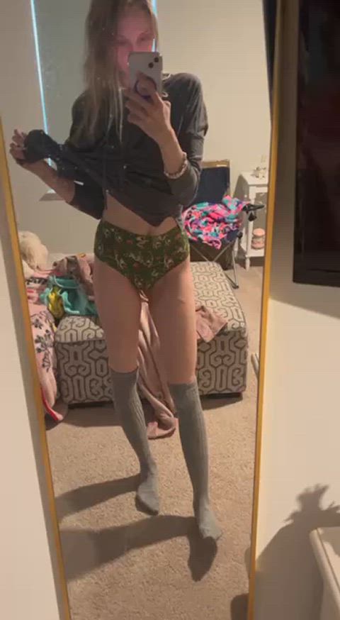 knee high socks panties skinny socks tits clip