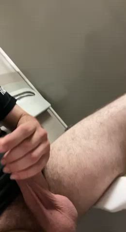 balls bathroom foreskin hairy hairy cock jerk off male masturbation masturbating