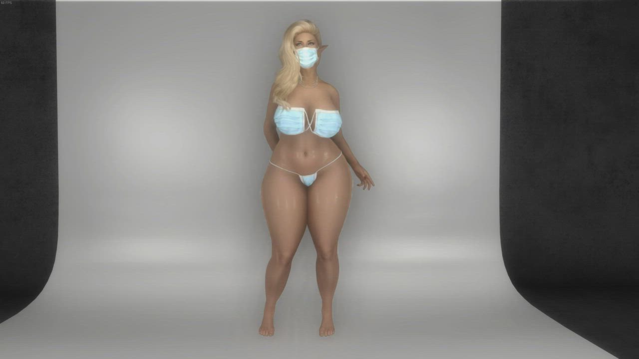 Blonde Dancing Elf Mask Thick clip