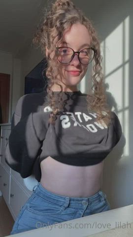 Babe Boobs Curly Hair Cute Glasses Tits Titty Drop clip