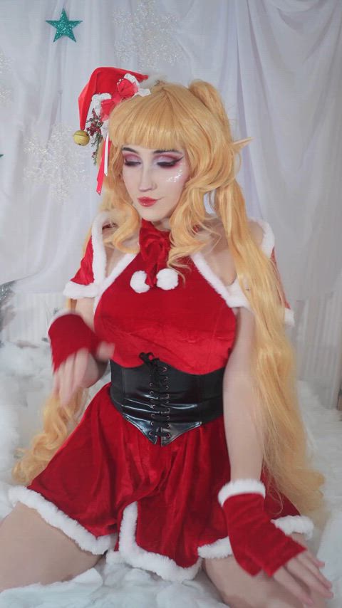 christmas cosplay costume egirl elf fansly flashing onlyfans tease tiktok clip