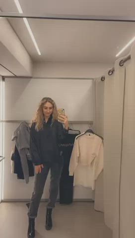 The dressing rooms with curtains always scare me [GIF]