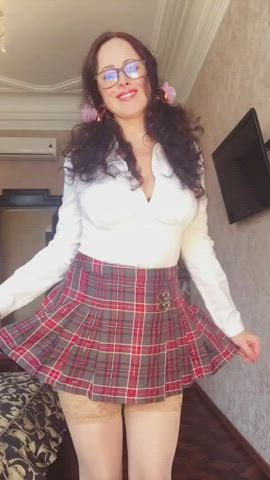 Milf in schoolgirl outfit