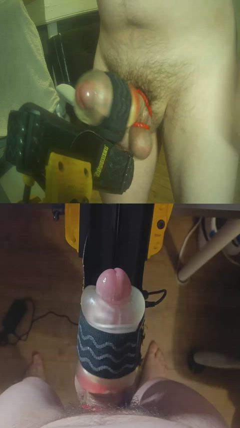 Redditor milking my BWC dry using remote controlled fleshlight 🥵🍆💦