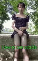 Asian Caption Dress NSFW Outdoor Pantyhose Solo Trans clip