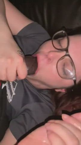 amateur bbc big dick blowjob cum cumshot face fuck facial glasses interracial clip