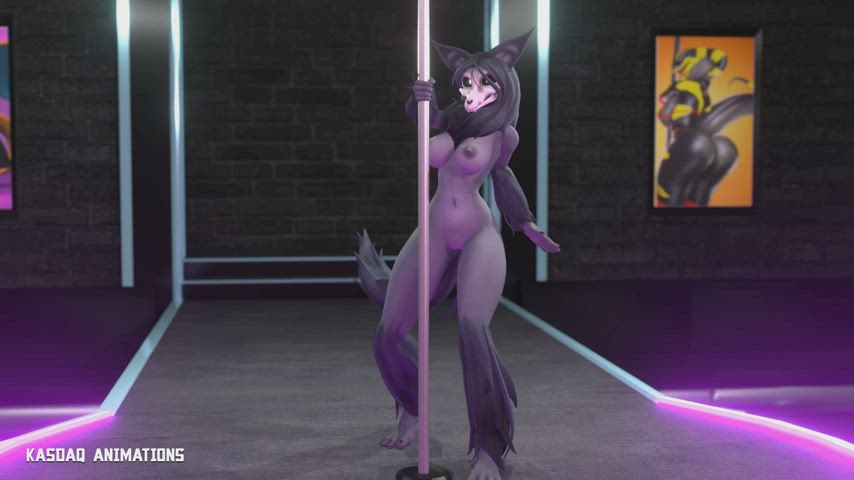 animation big tits dancing pole dance clip