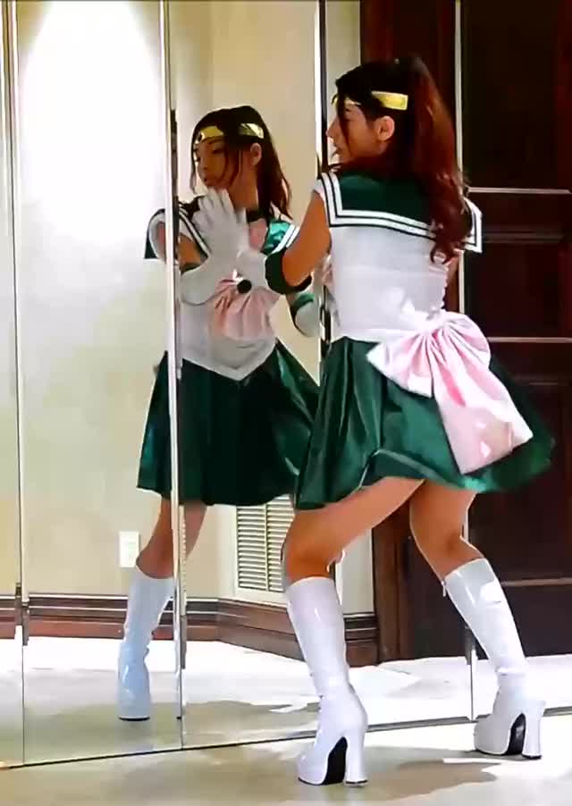 cosplay dancing pussy schoolgirl skinny skirt uniform upskirt clip