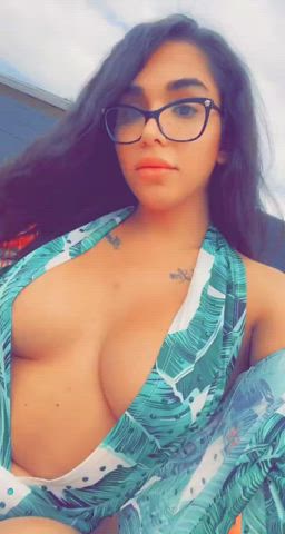 Cleavage Clothed Cute Glasses Latina Pretty Trans clip