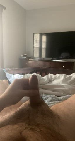 Dropping a nice edged load out of my uncut cock