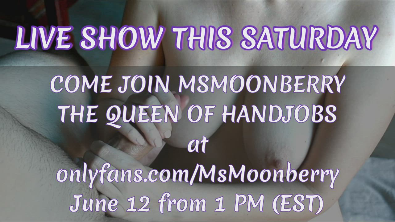 LIVE SHOW this Saturday on my OnlyFans! Join us for an edging handjob session, my