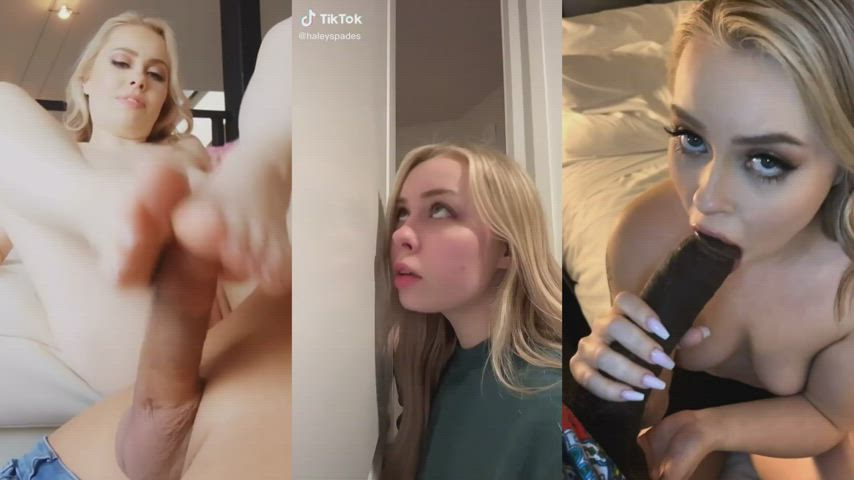 bbc big dick blonde blowjob foot fetish footjob split screen porn tiktok white girl