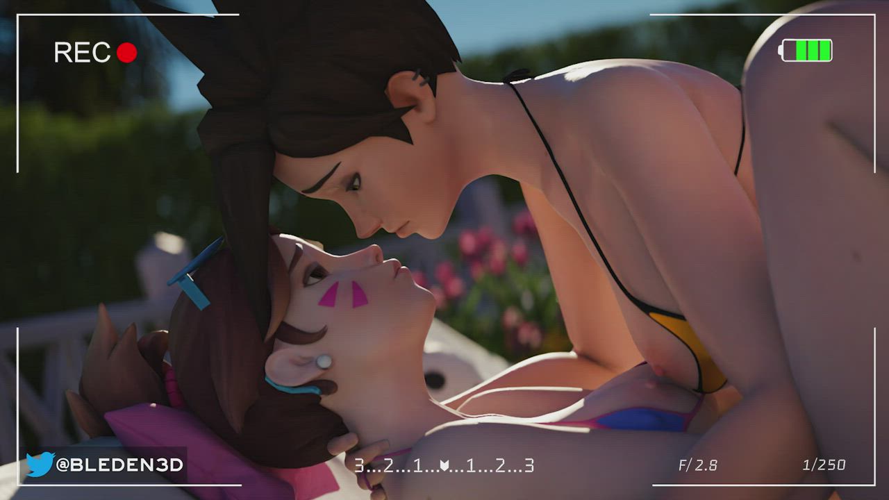 Tracer + D.va Kissing [Bleden, BritishKass, CinderDryad]