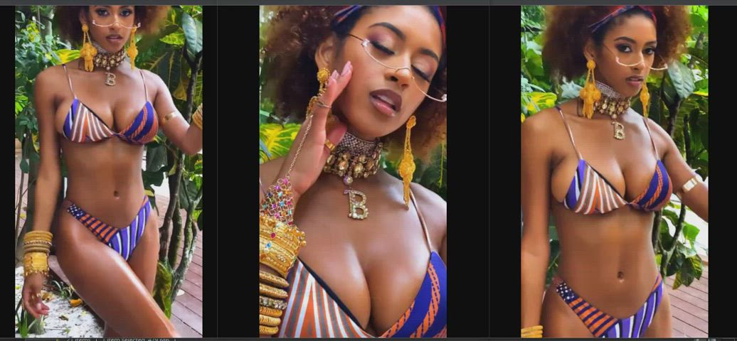 bikini ebony split screen porn clip