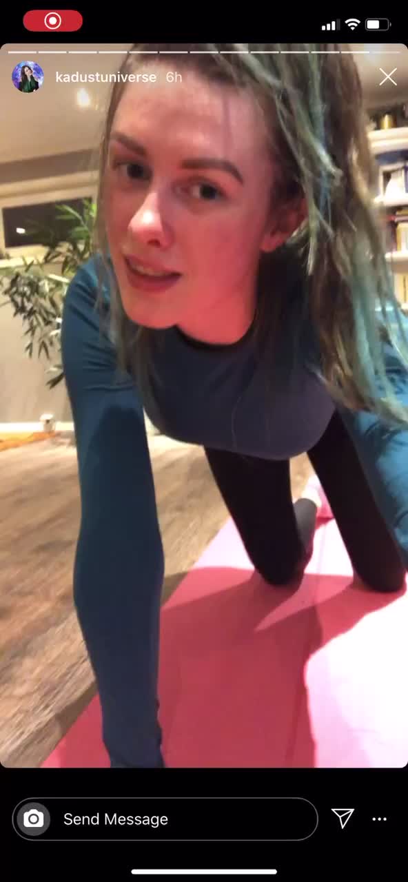 sexy athletic goddess isa doing hot stretches in yoga gear showing off her tight