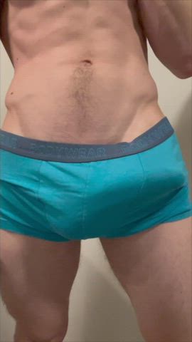 (19) it REALLY wants to be out of these tiny blue shorts!