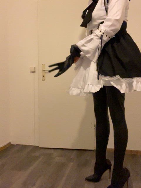 high heels latex latex gloves maid stockings clip