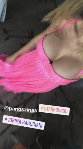 big tits blonde celebrity cleavage dress greek teasing vertical clip