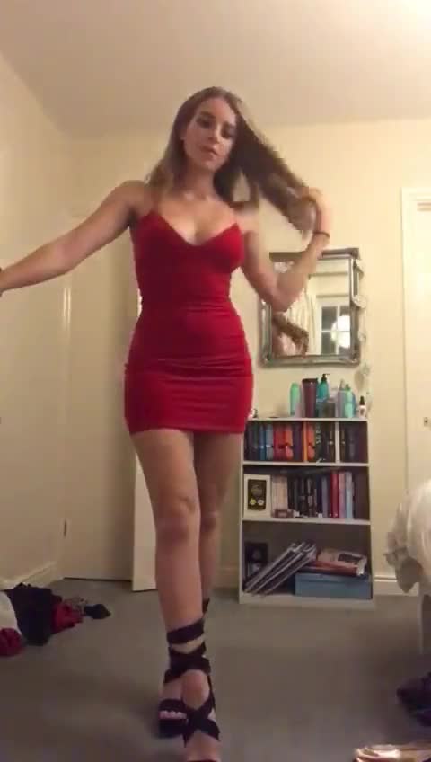 High heels red dress