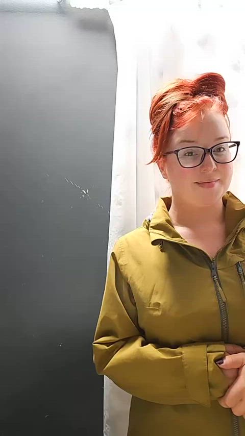 british changing room chubby cleavage cute glasses pale redhead tease tits clip