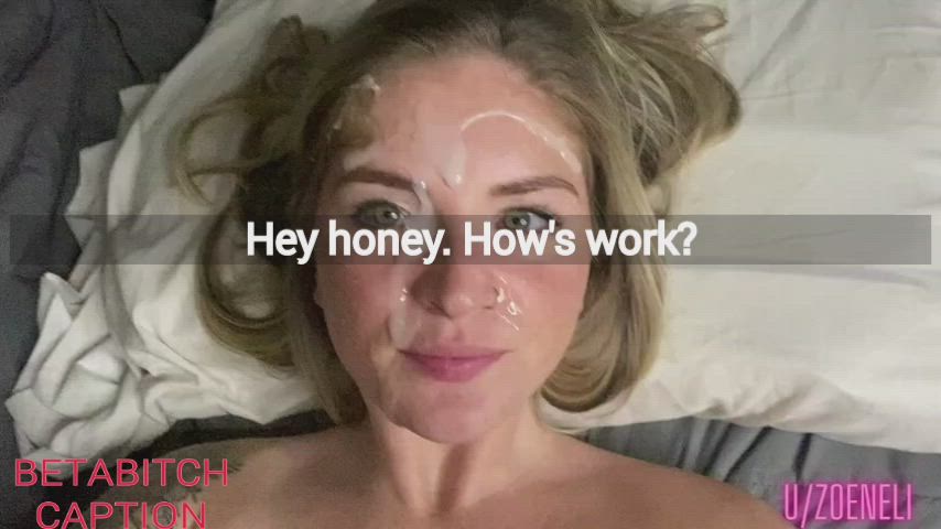 Caption Cuckold Cum Facial Hotwife clip