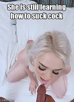 Blonde Blowjob Caption First Time Funny Porn Innocent POV White Girl clip
