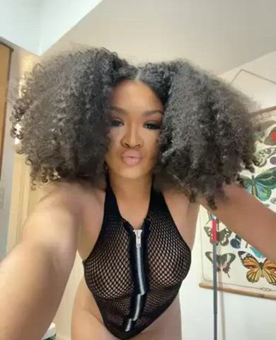 amateur ass babe booty curly hair ebony lingerie solo teen tits clip