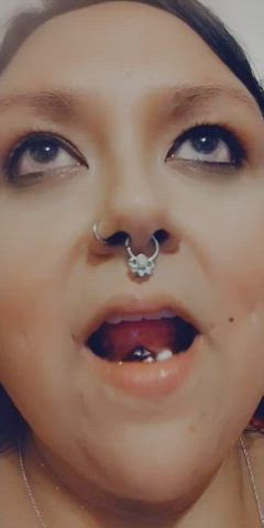 ahegao brown eyes latina lips pierced tongue fetish clip