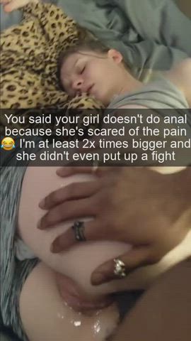 Your gf is scared of the pain that would incur through anal sex.. Or at least that's
