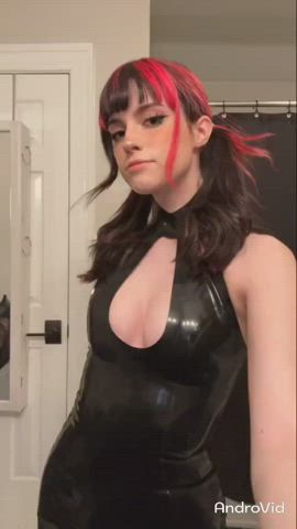 brunette cute latex tight tiktok tits clip