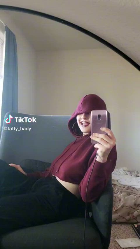 big tits boobs brunette goth sexy tiktok clip