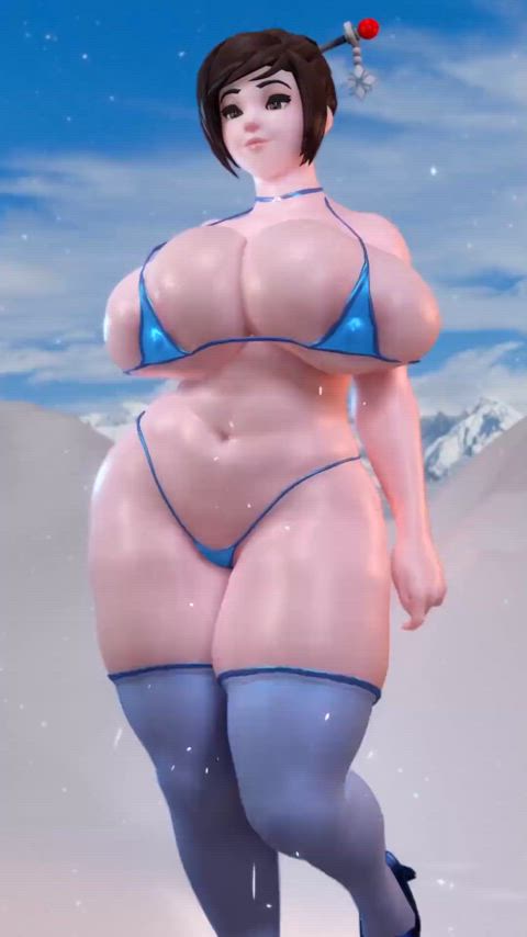 3d asian ass big ass big tits bikini boobs overwatch rule34 solo clip