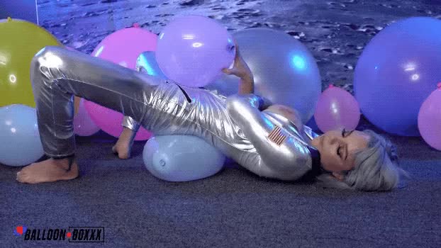 Space Girl Dry Humps Latex Balloons in Outer Space!